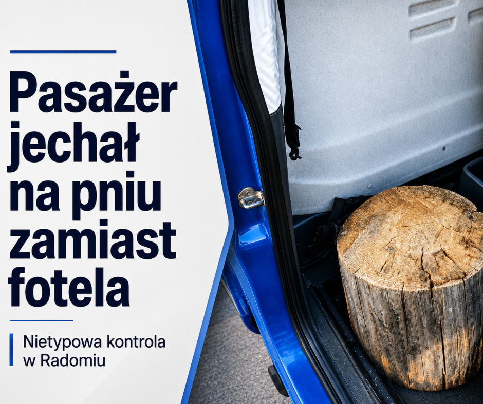 Fotel wymontowany, pasażer na pniu. Nietypowa podróż ulicami Radomia.