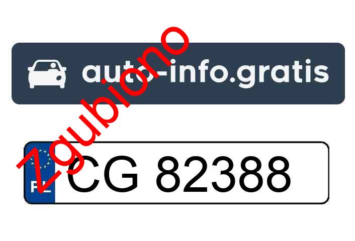Zgubiono tablicę rejestracyjną o numerach CG82388