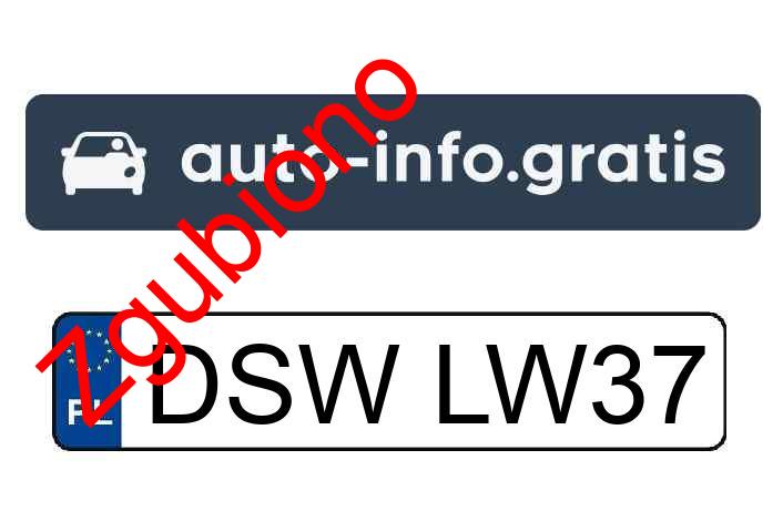 Zgubiono tablicę rejestracyjną o numerach DSWLW37