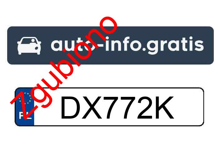 Zgubiono tablicę rejestracyjną o numerach DX772K
