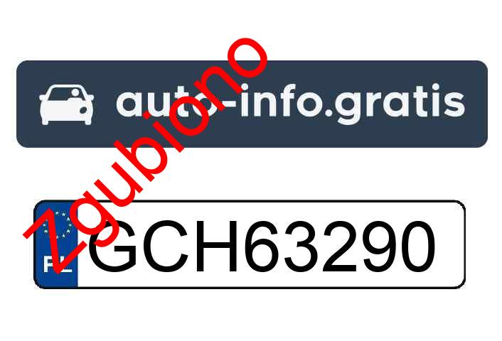 Zgubiono tablicę rejestracyjną o numerach GCH63290