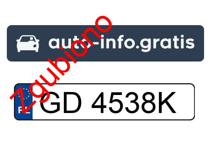 Zgubiono tablicę rejestracyjną o numerach GD4538K