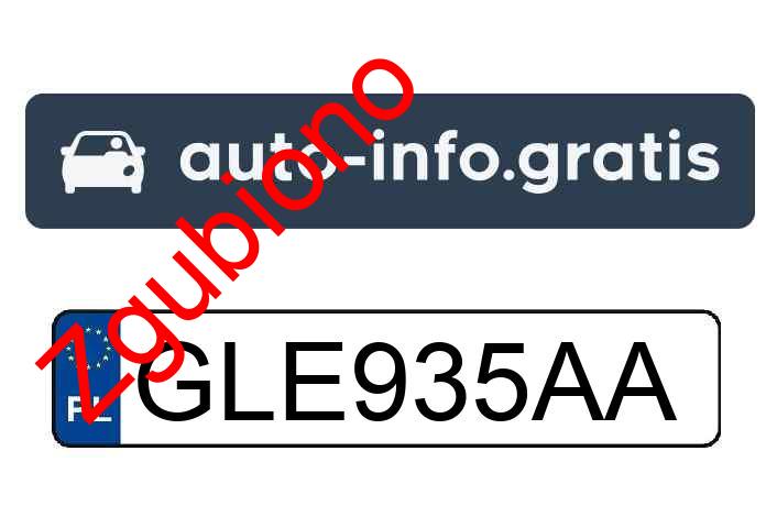 Zgubiono tablicę rejestracyjną o numerach GLE935AA