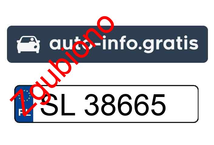 Zgubiono tablicę rejestracyjną o numerach SL38665