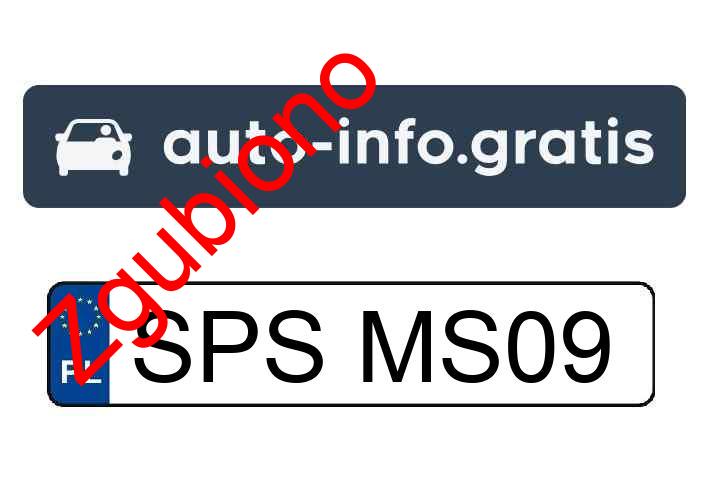 Zgubiono tablicę rejestracyjną o numerach SPSMS09