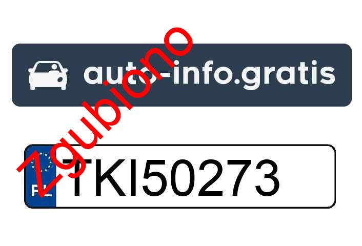 Zgubiono tablicę rejestracyjną o numerach TKI50273