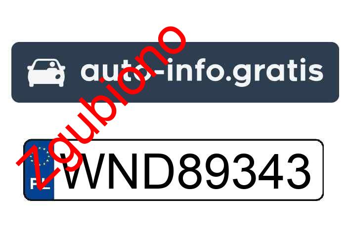 Zgubiono tablicę rejestracyjną o numerach WND89343