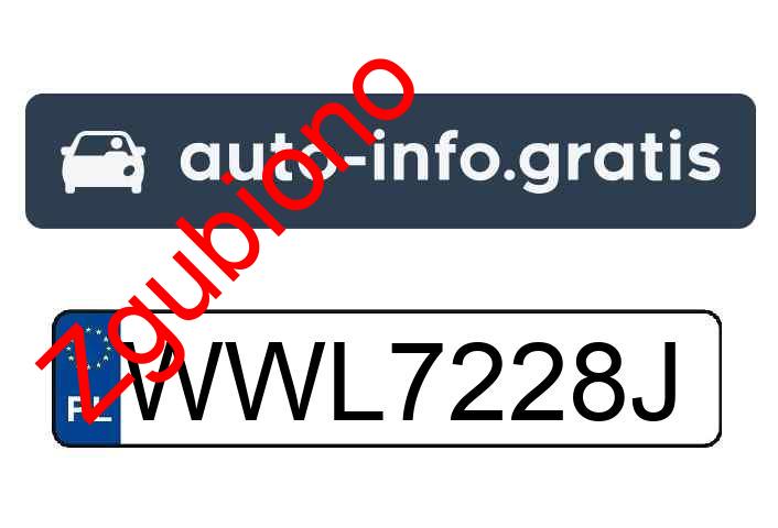 Zgubiono tablicę rejestracyjną o numerach WWL7228J