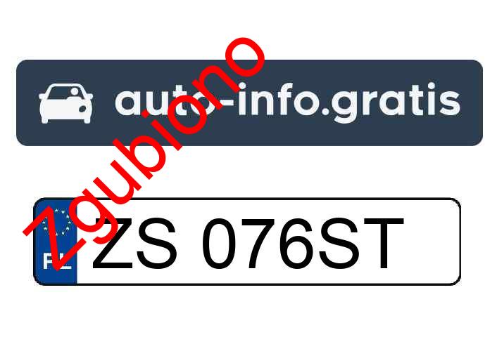 Zgubiono tablicę rejestracyjną o numerach ZS076ST