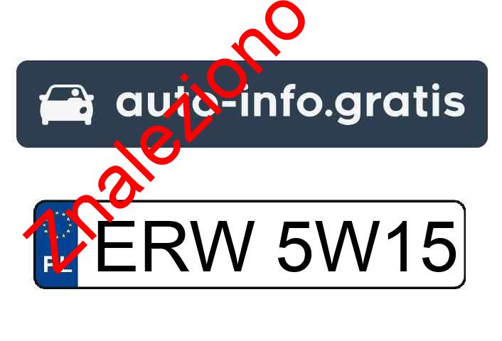 Znaleziono tablicę rejestracyjną o numerach ERW5W15