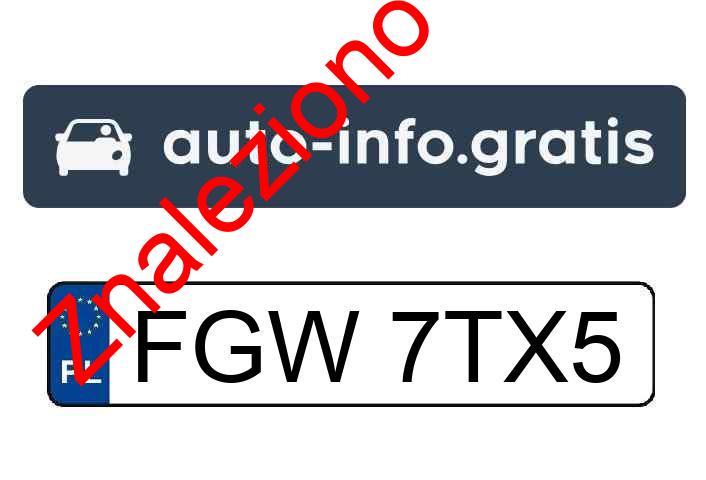 Znaleziono tablicę rejestracyjną o numerach FGW7TX5