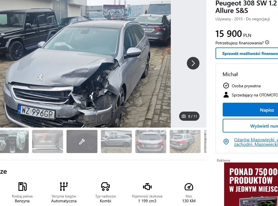 uszkodzony przód + poduszki
