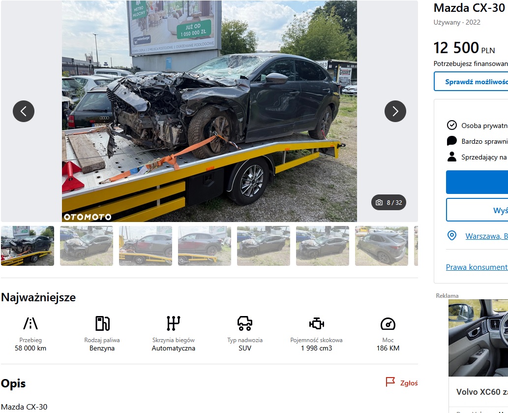 uszkodzony przód