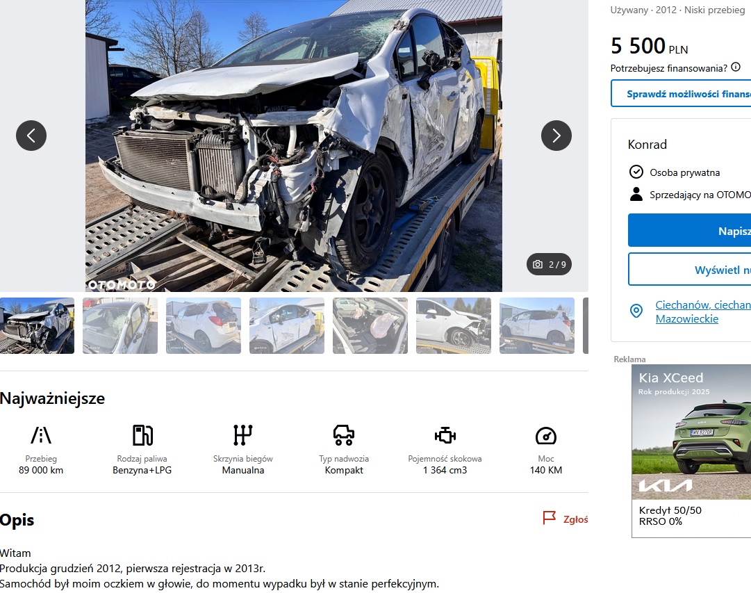 Numer rejestracyjny WCI79253 posiada OPEL Meriva MR`10 E5 Cosmo Aut.