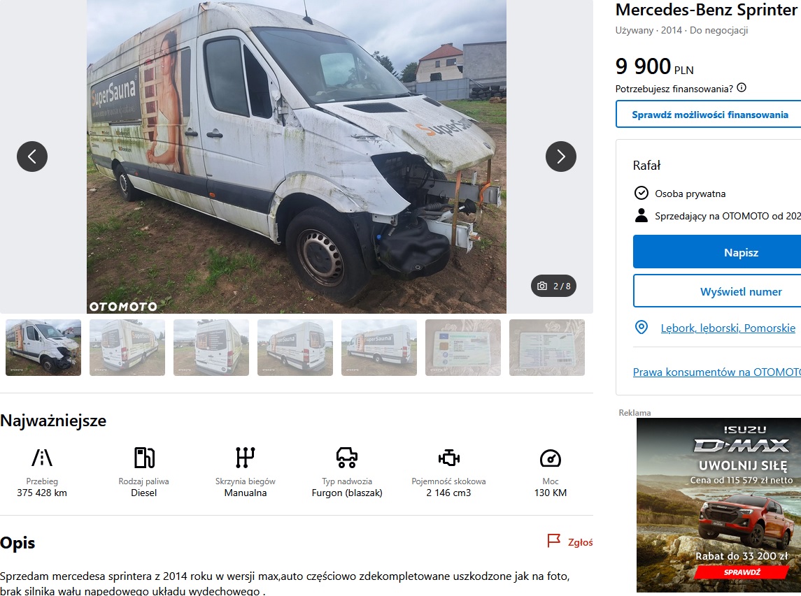 uszkodzony, niekompletny