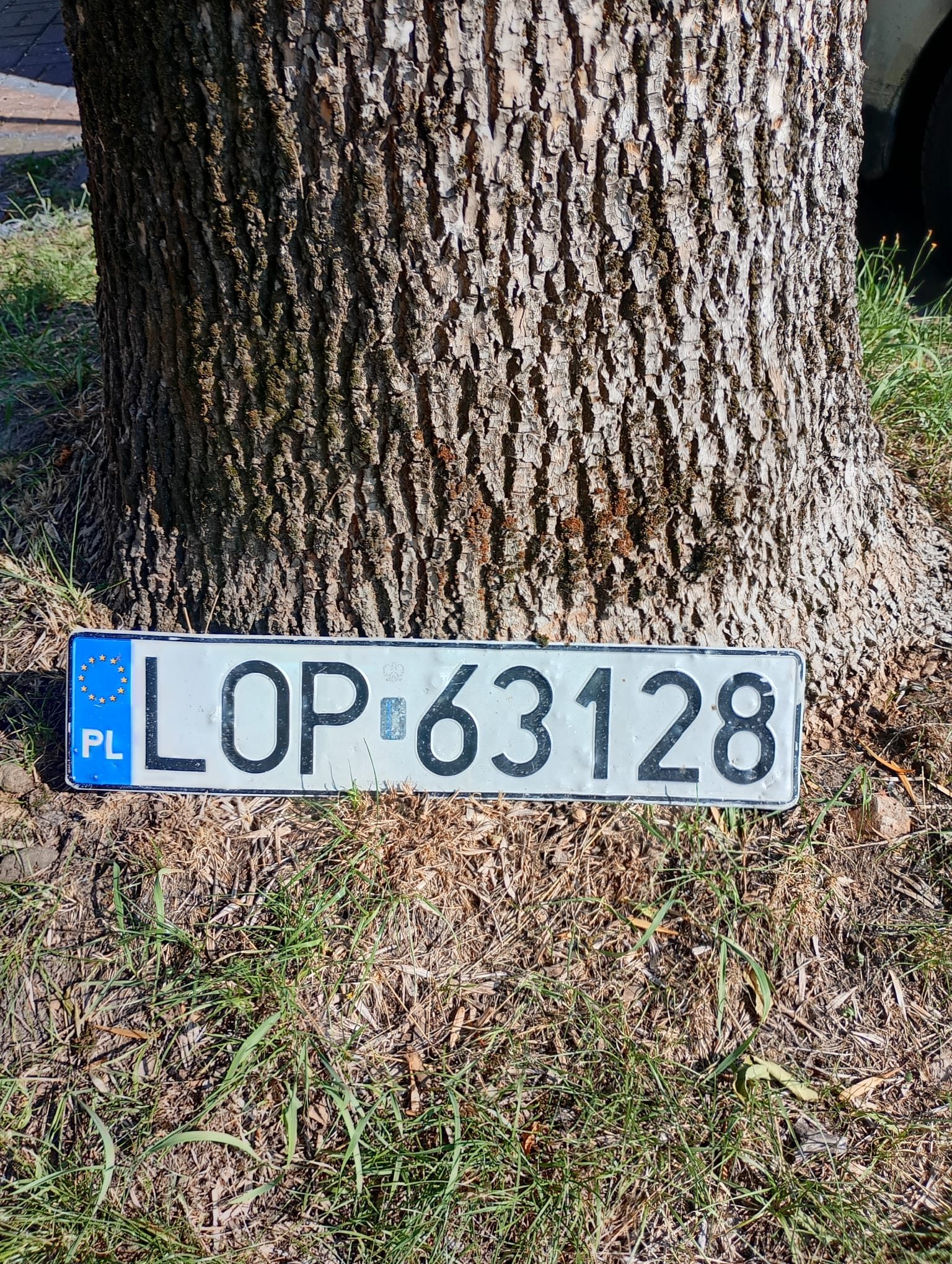 Znaleziono tablicę rejestracyjną o numerach LOP63128