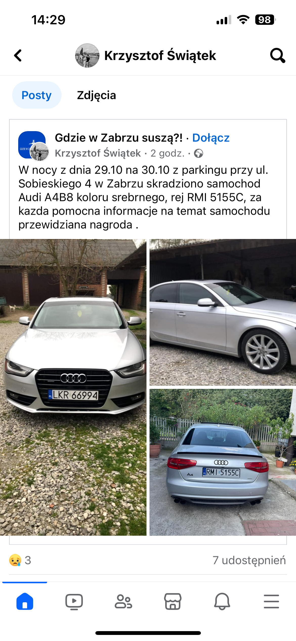 Skradziono pojazd o numerach rejestracyjnych RMI5155C