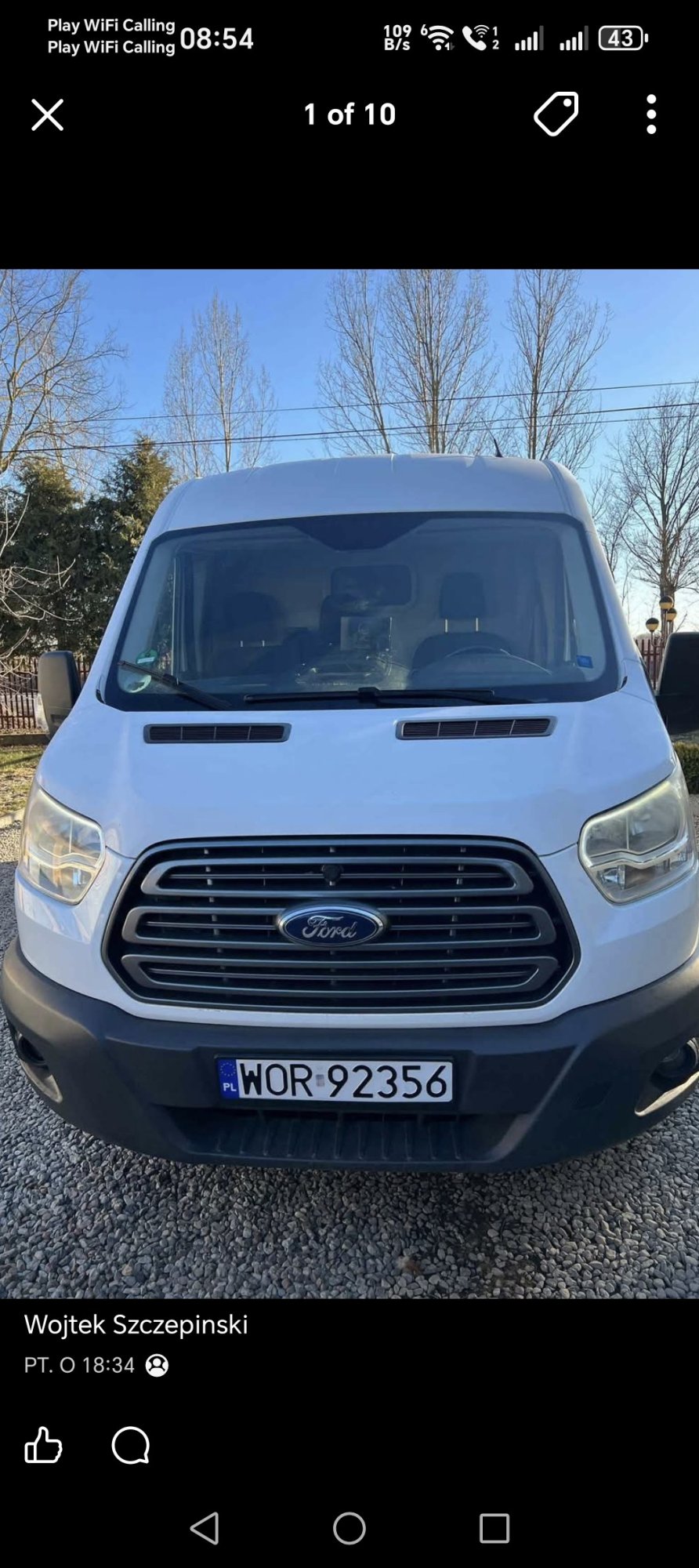 Numer rejestracyjny WOR 92356 posiada FORD FT 410 2.2 TDCi MR`14 E6 4.1t L3 Trend - WOR92356