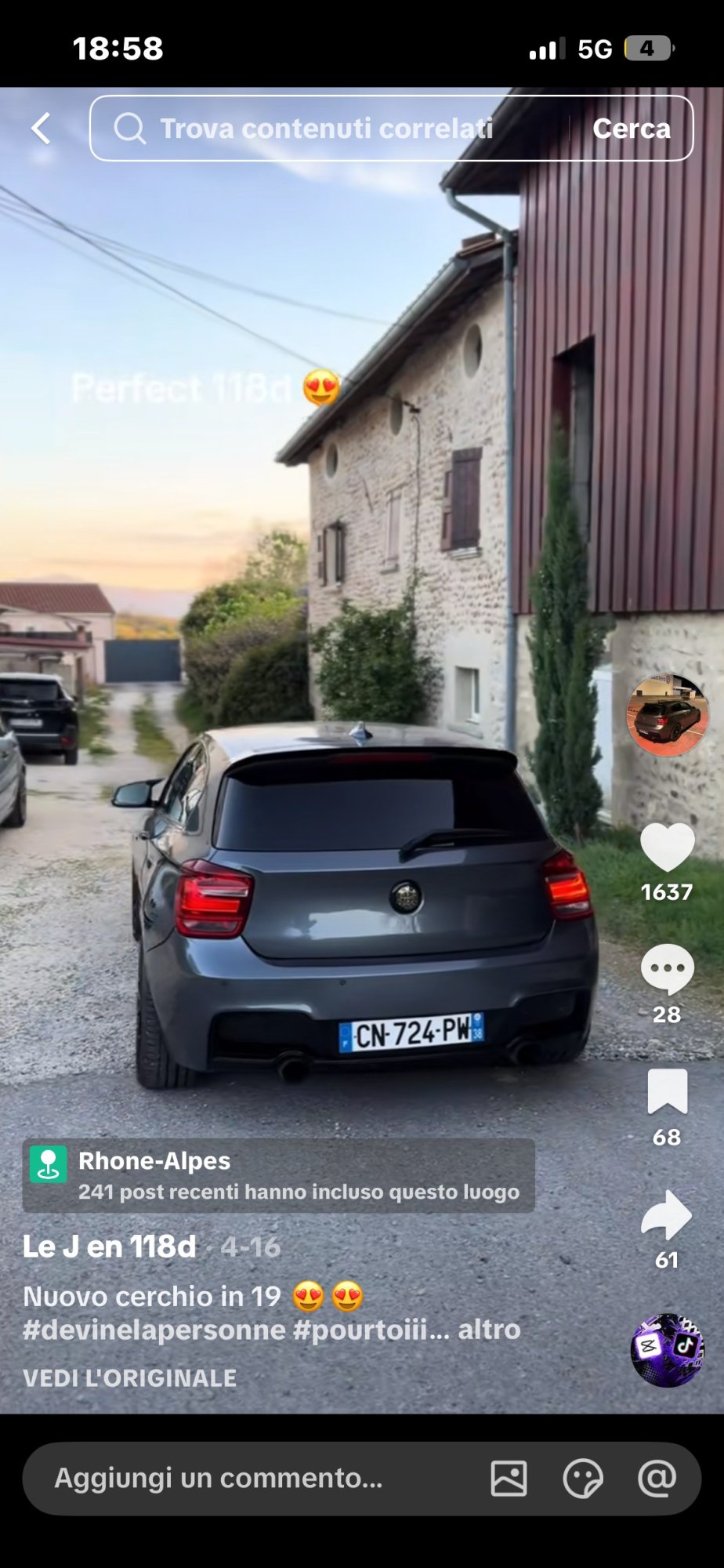 Numer rejestracyjny CN724PW posiada BMW SERIE 1 II