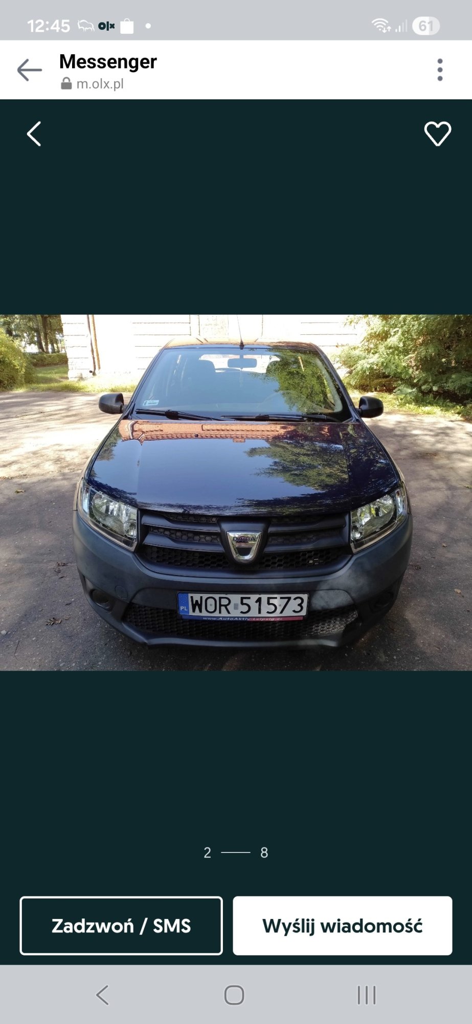Numer rejestracyjny WOR 51573 posiada DACIA Sandero 1.2 16V MR`13 E5 SL Blackline - WOR51573