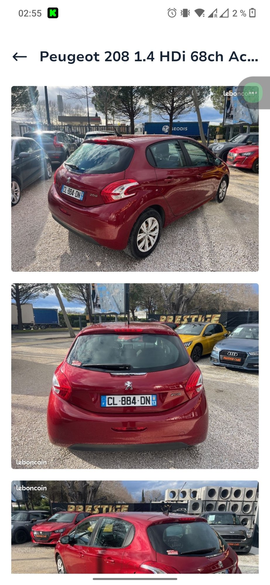 Numer rejestracyjny CL884DN posiada PEUGEOT 208