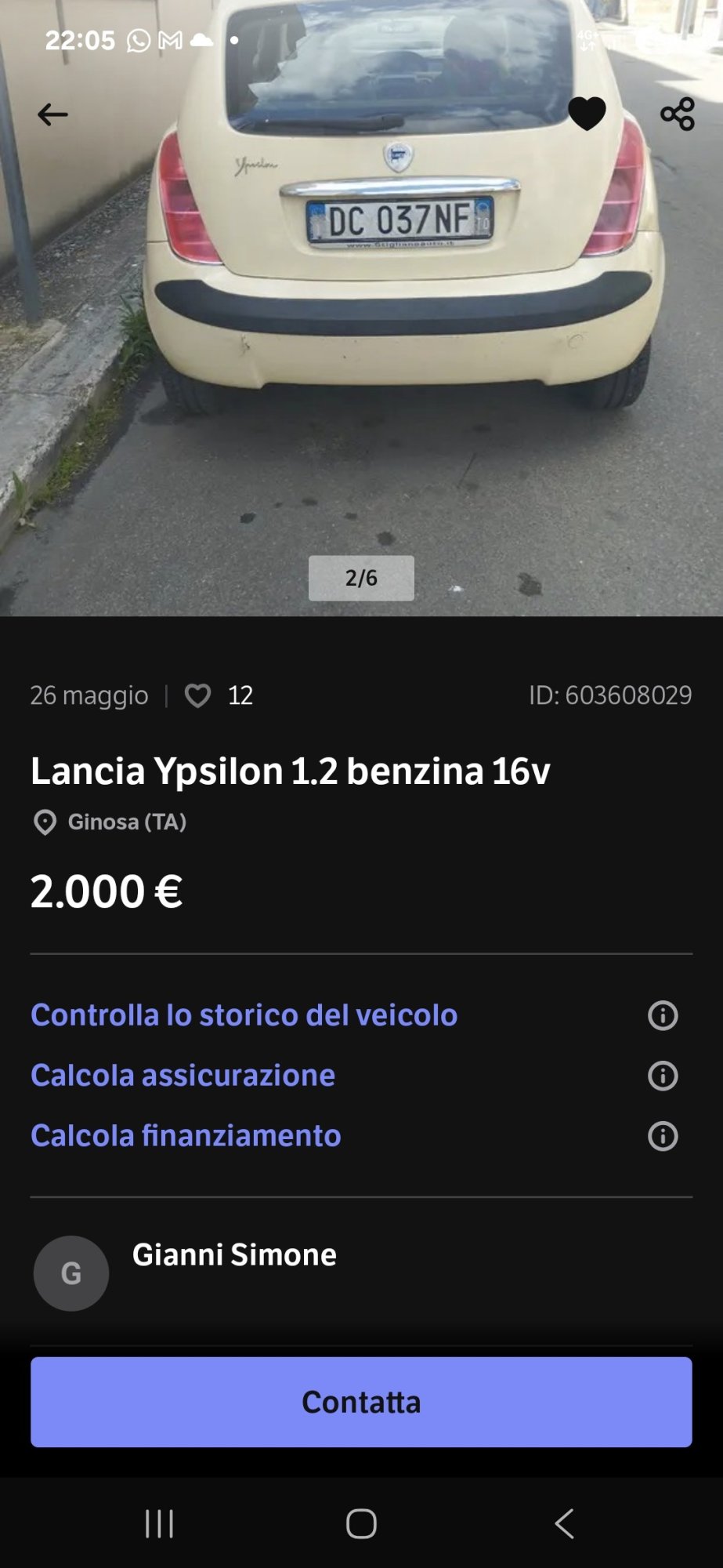 Numer rejestracyjny DC037NF posiada LANCIA Ypsilon Numer rejestracyjny DC037NF posiada LANCIA Ypsilon