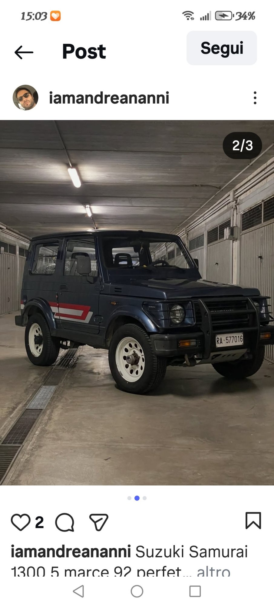 Numer rejestracyjny RA577016 posiada SUZUKI SJ400-Samurai