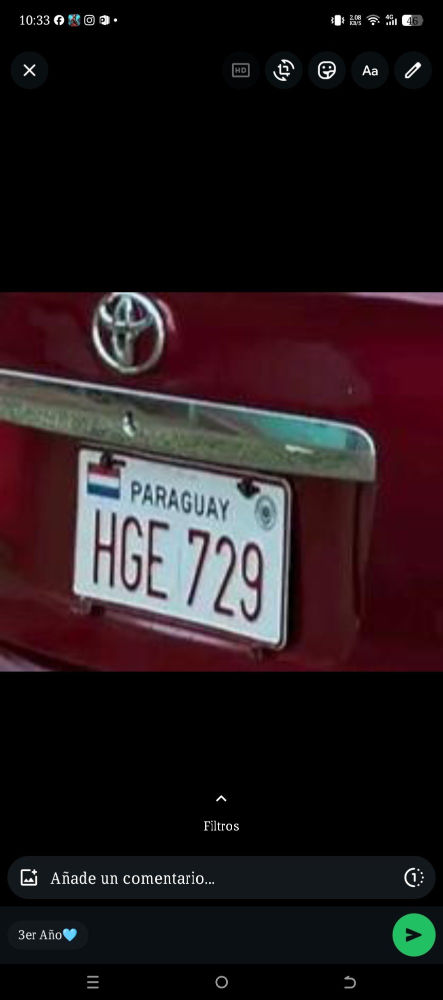 Numer rejestracyjny HGE729 posiada Toyota 