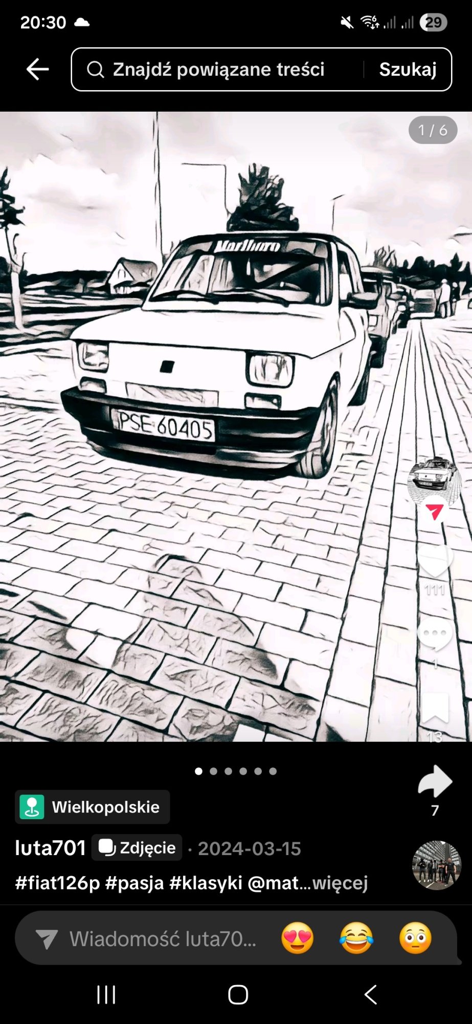 Numer rejestracyjny PSE 60405 posiada FIAT 126 - PSE60405