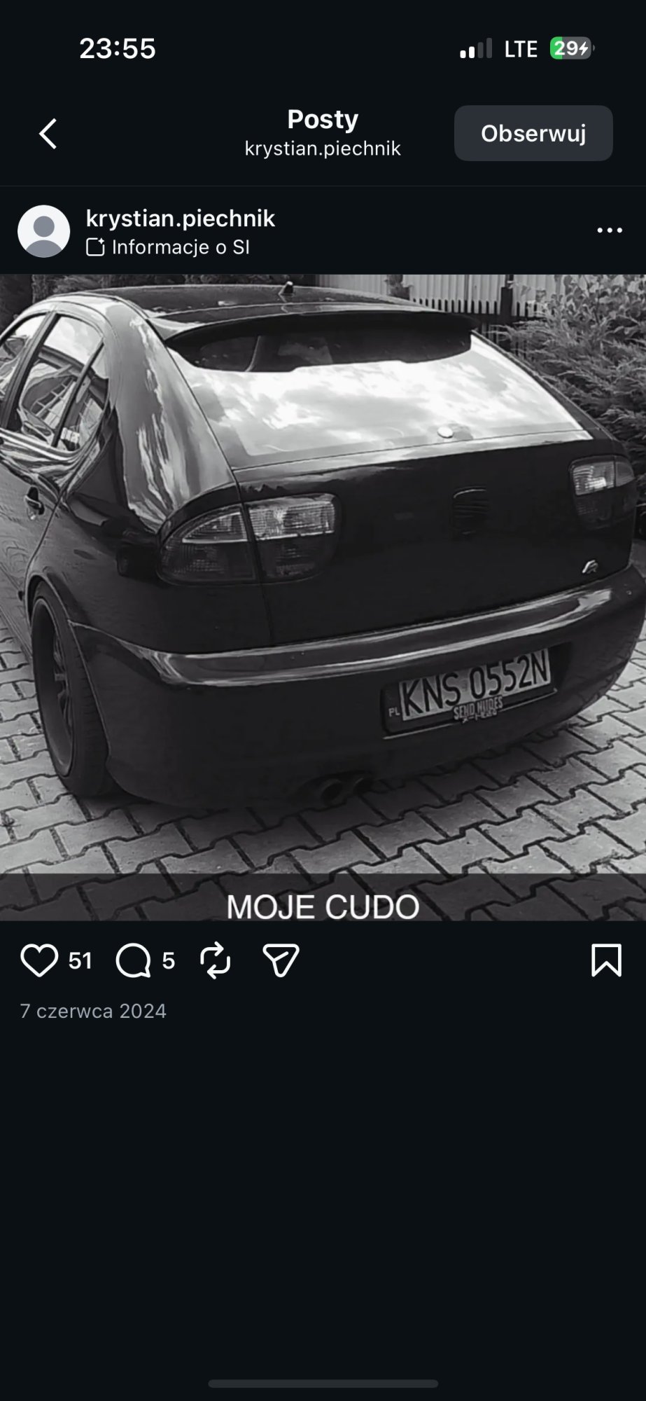 Numer rejestracyjny KNS 0552N posiada SEAT LEON 1.9 TDI - KNS0552N