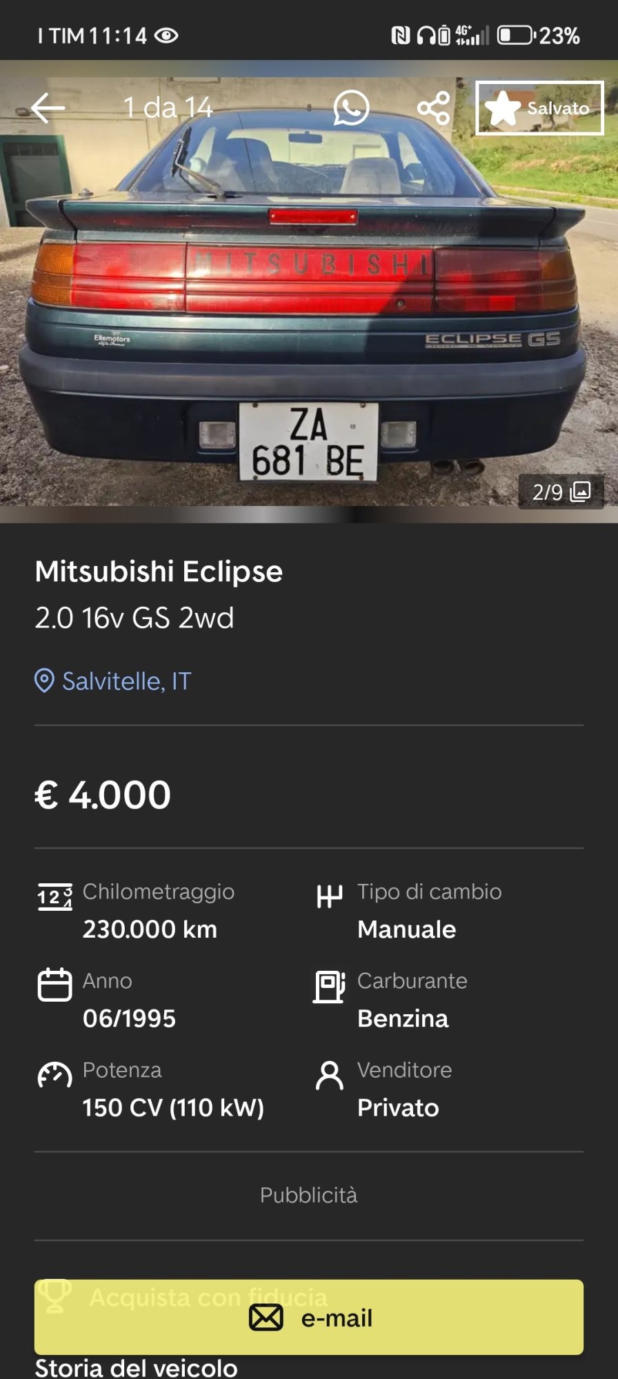 Numer rejestracyjny ZA681BE posiada MITSUBISHI Eclipse 1a serie Numer rejestracyjny ZA681BE posiada MITSUBISHI Eclipse 1a serie