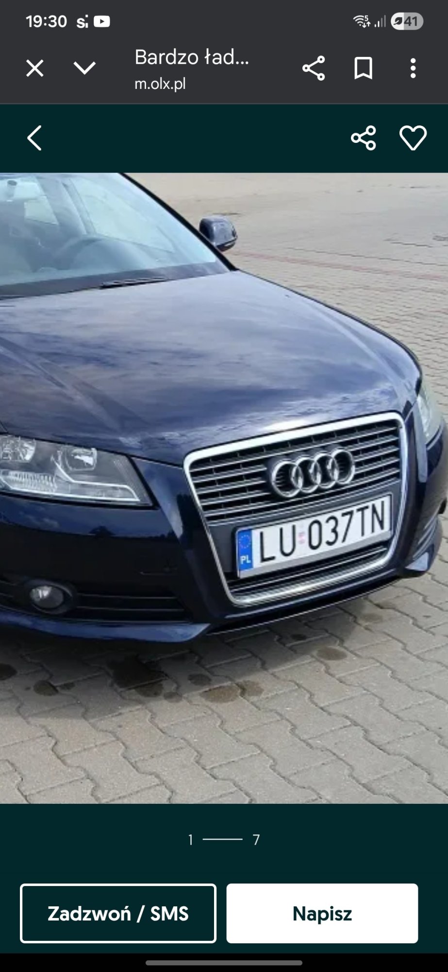 Numer rejestracyjny LU 037TN posiada AUDI A3 Sportback 1.8 TFSI MR`09 E5 8P Ambiente - LU037TN