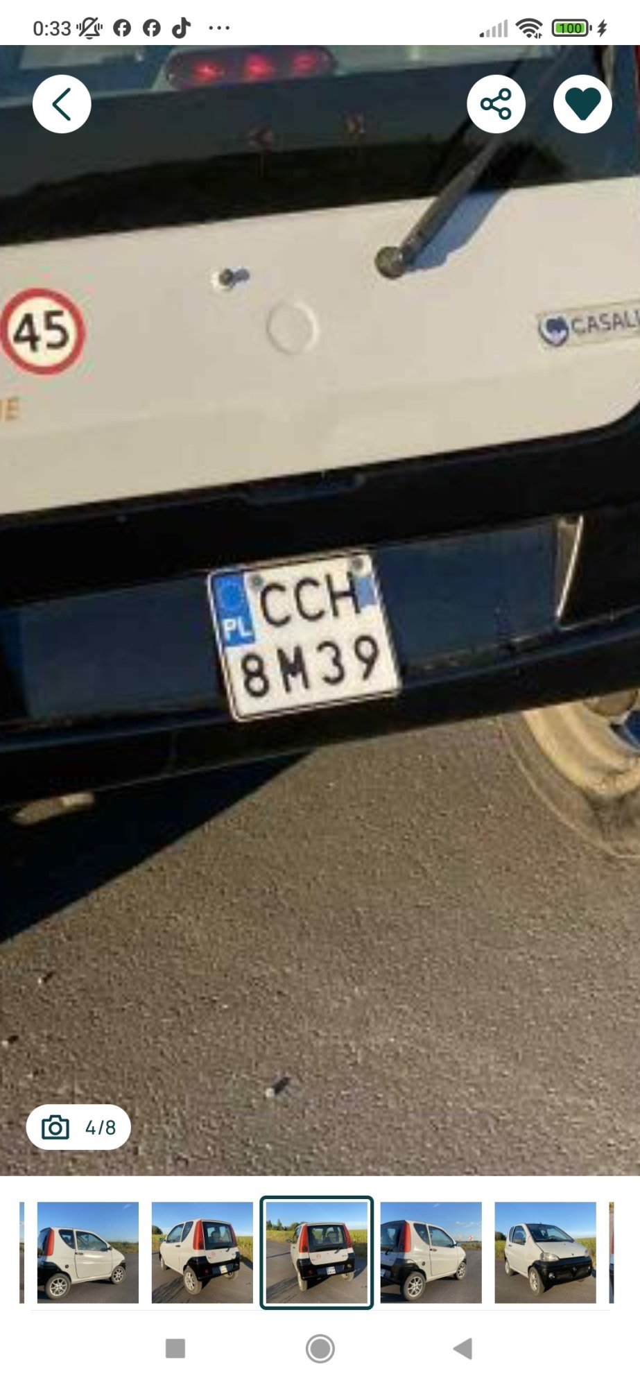 Numer rejestracyjny CCH 8M39 posiada CASALINI SRL 0010 - CCH8M39