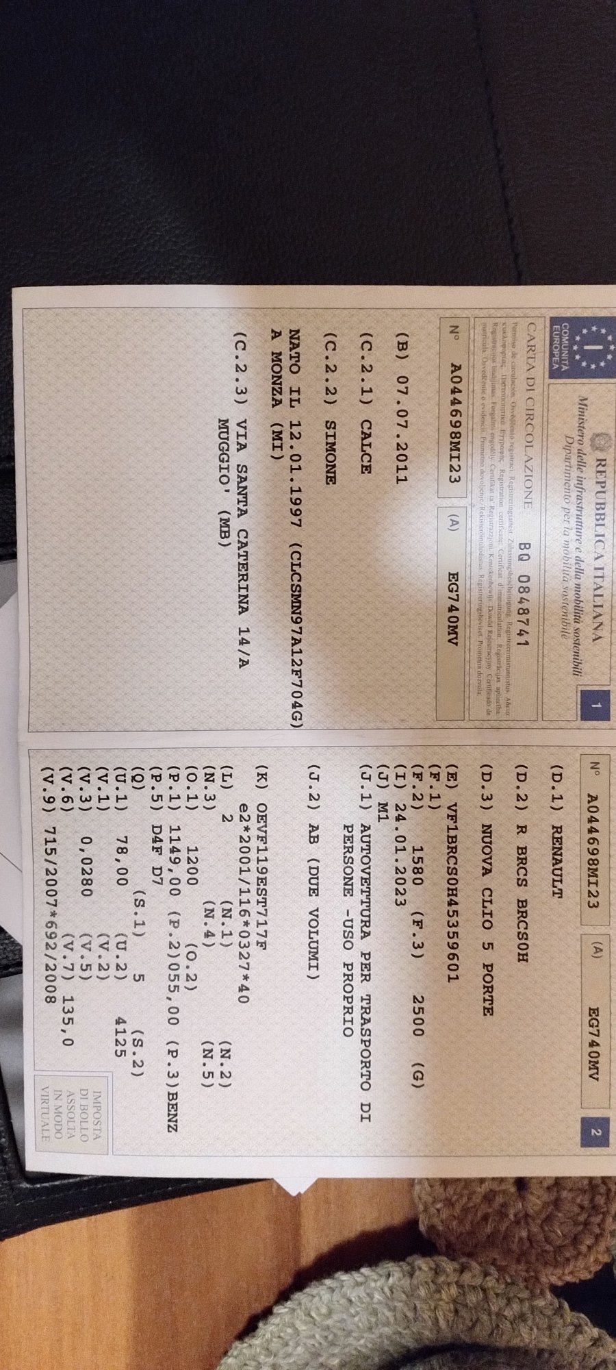 Numer rejestracyjny EG740MV posiada RENAULT Clio 3a serie