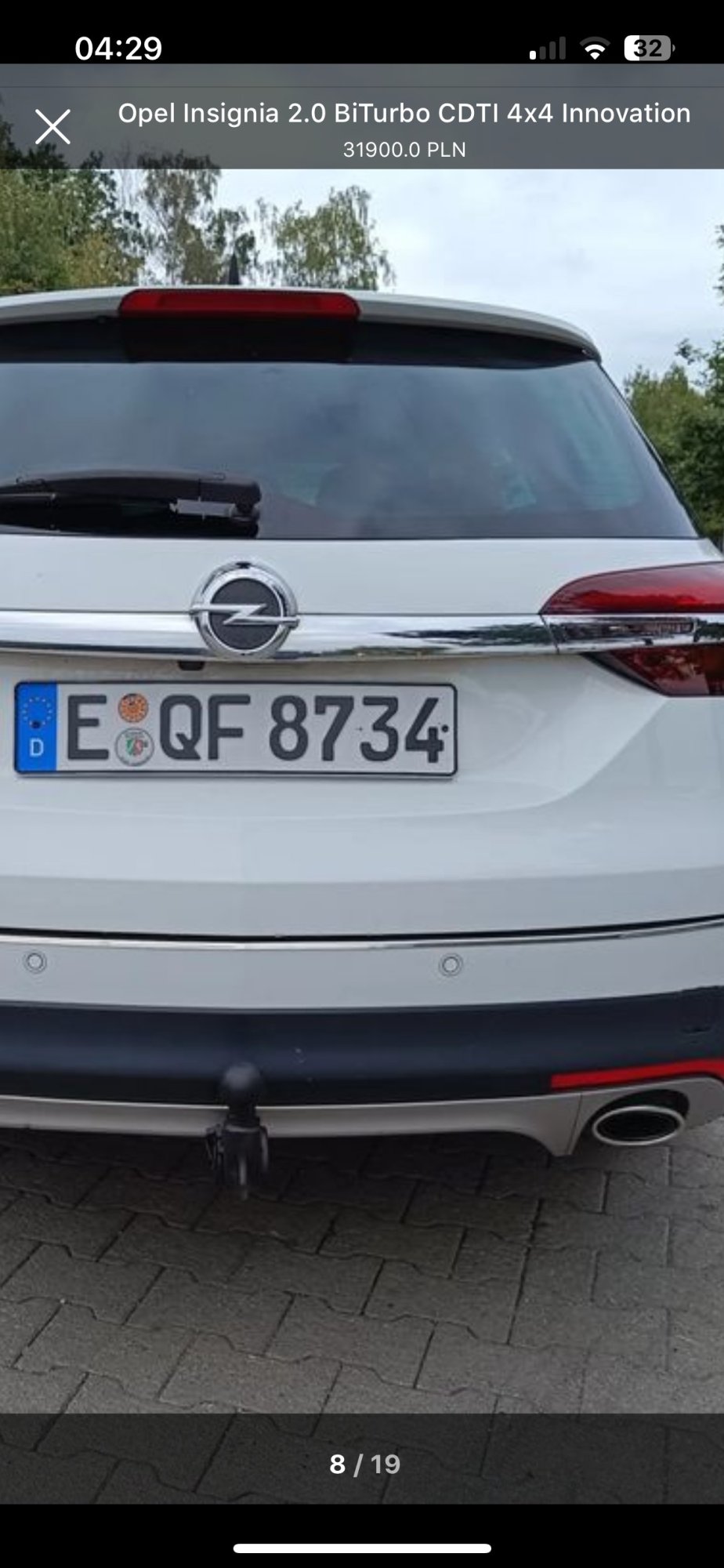 Numer rejestracyjny EQF8734 posiada Opel Insignia 2.0 BiTurbo CDTI 4x4 Innovation