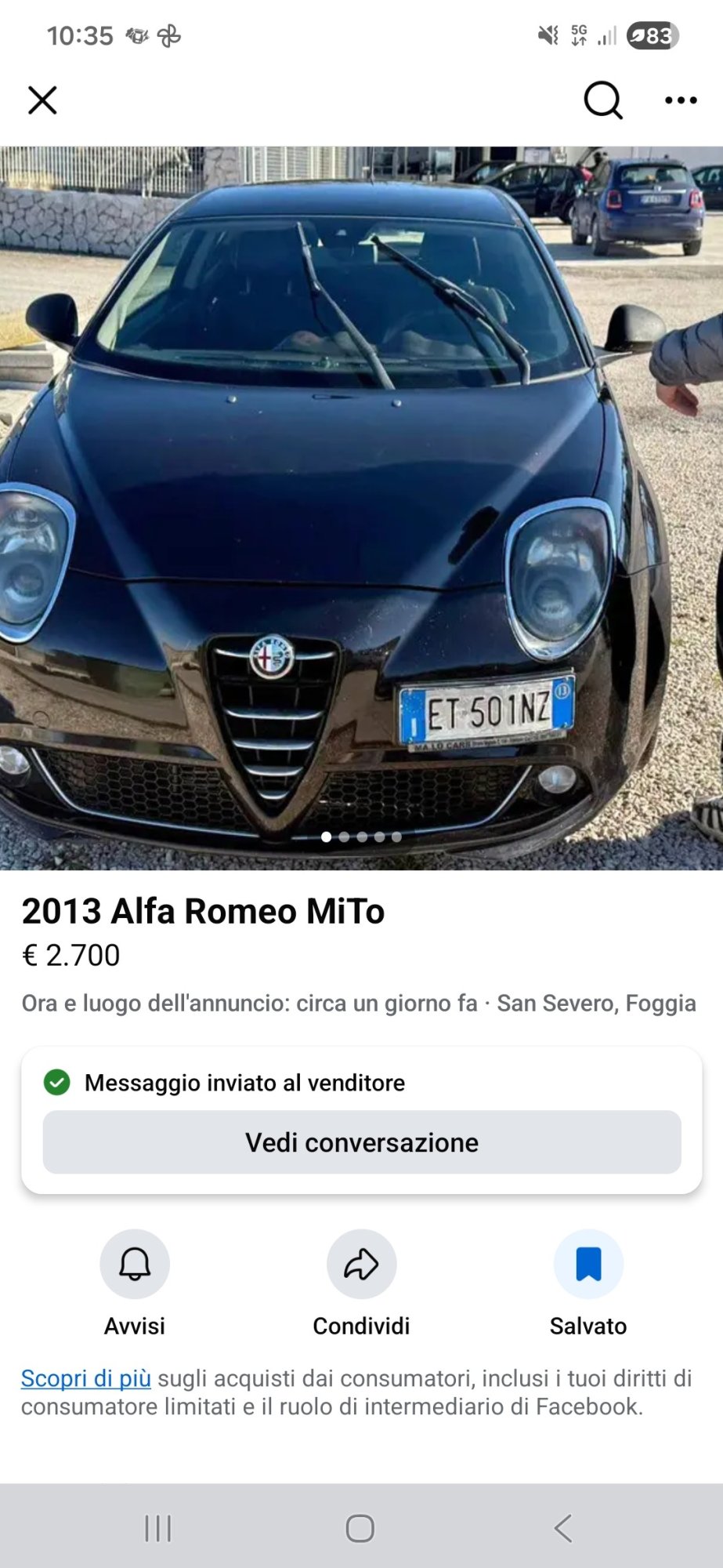 Numer rejestracyjny ET501NZ posiada ALFA ROMEO MiTo
