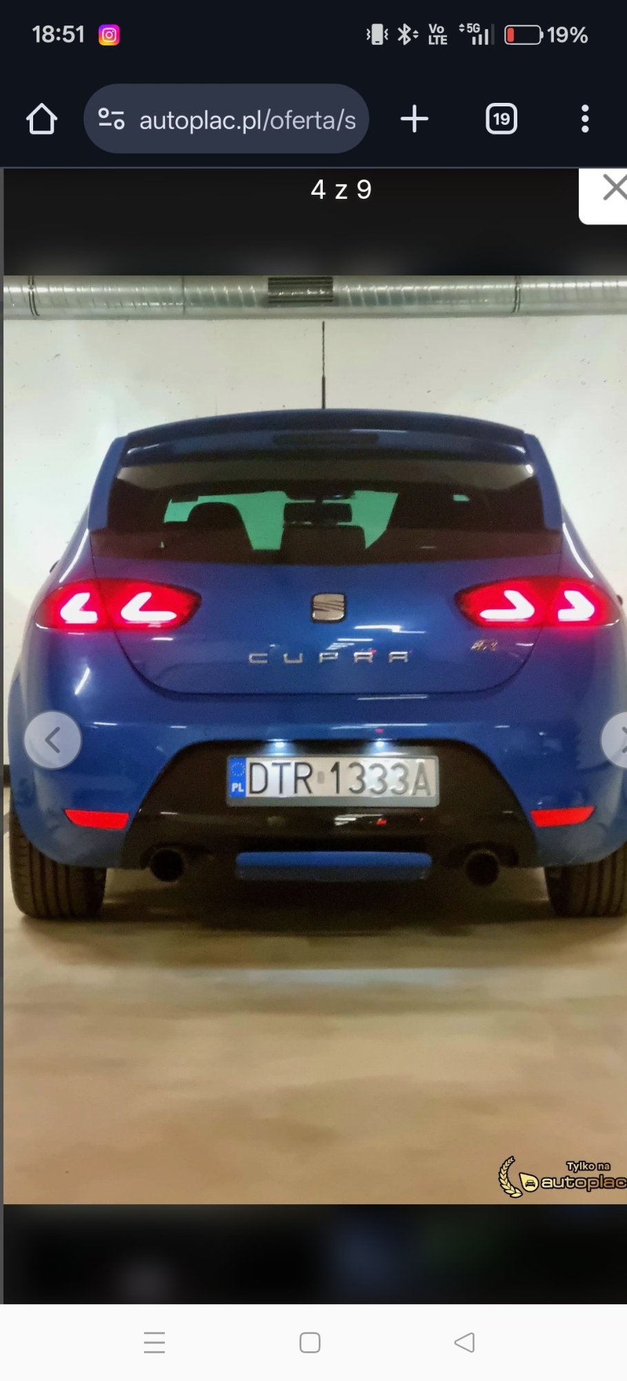 Numer rejestracyjny DTR 1333A posiada SEAT Leon 2.0 MR`10 E4 1P Cupra - DTR1333A