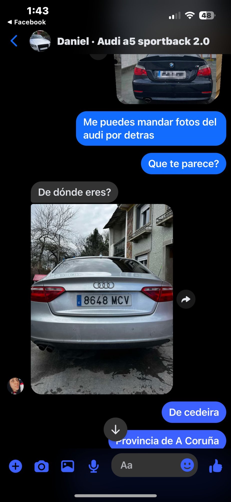 Numer rejestracyjny 8648MCV posiada AUDI A5 SPORTBACK