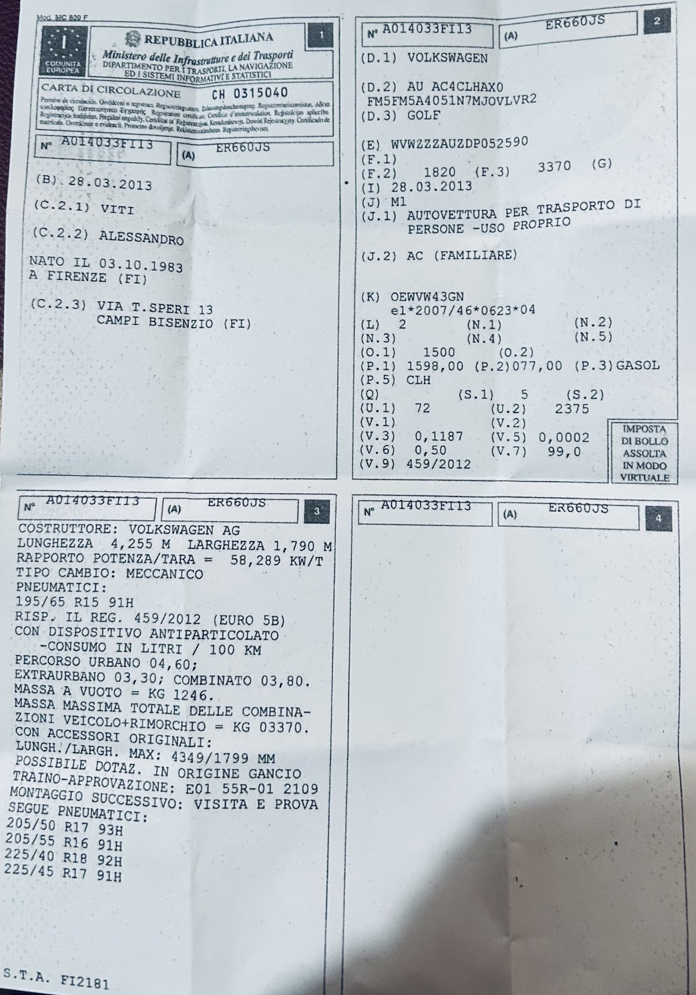 Numer rejestracyjny ER660JS posiada VOLKSWAGEN Golf 7a serie