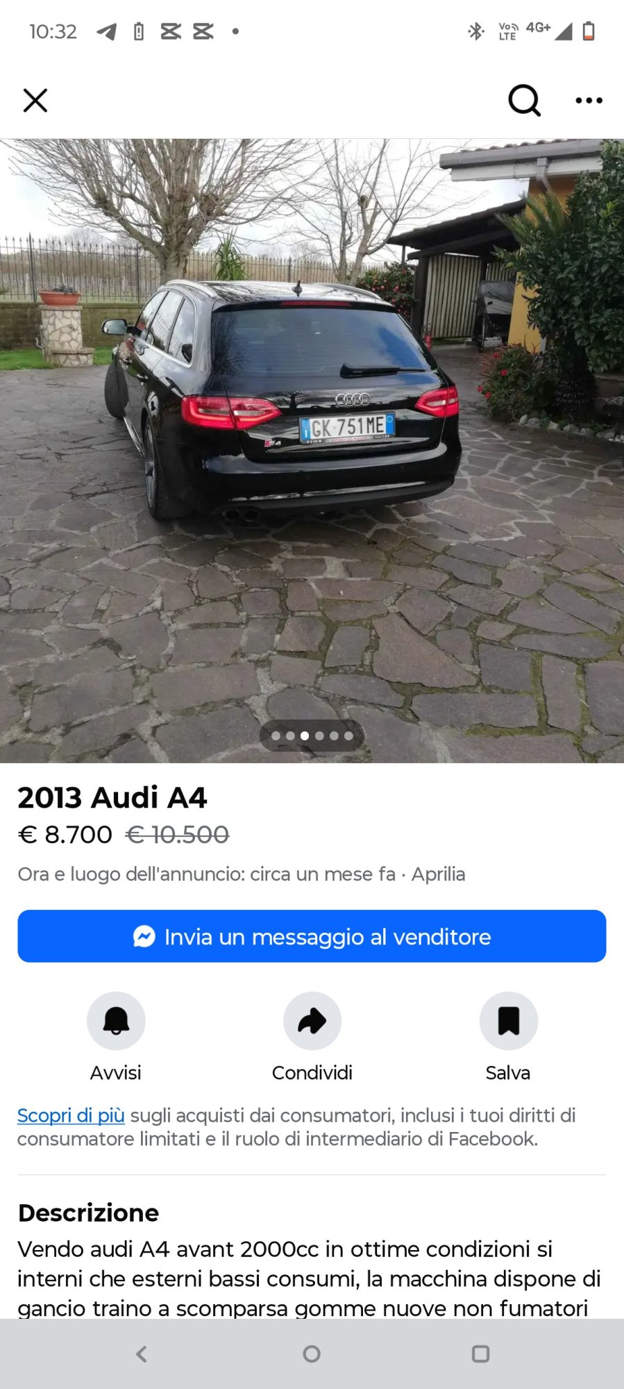 Numer rejestracyjny GK751ME posiada AUDI A4 4a serie