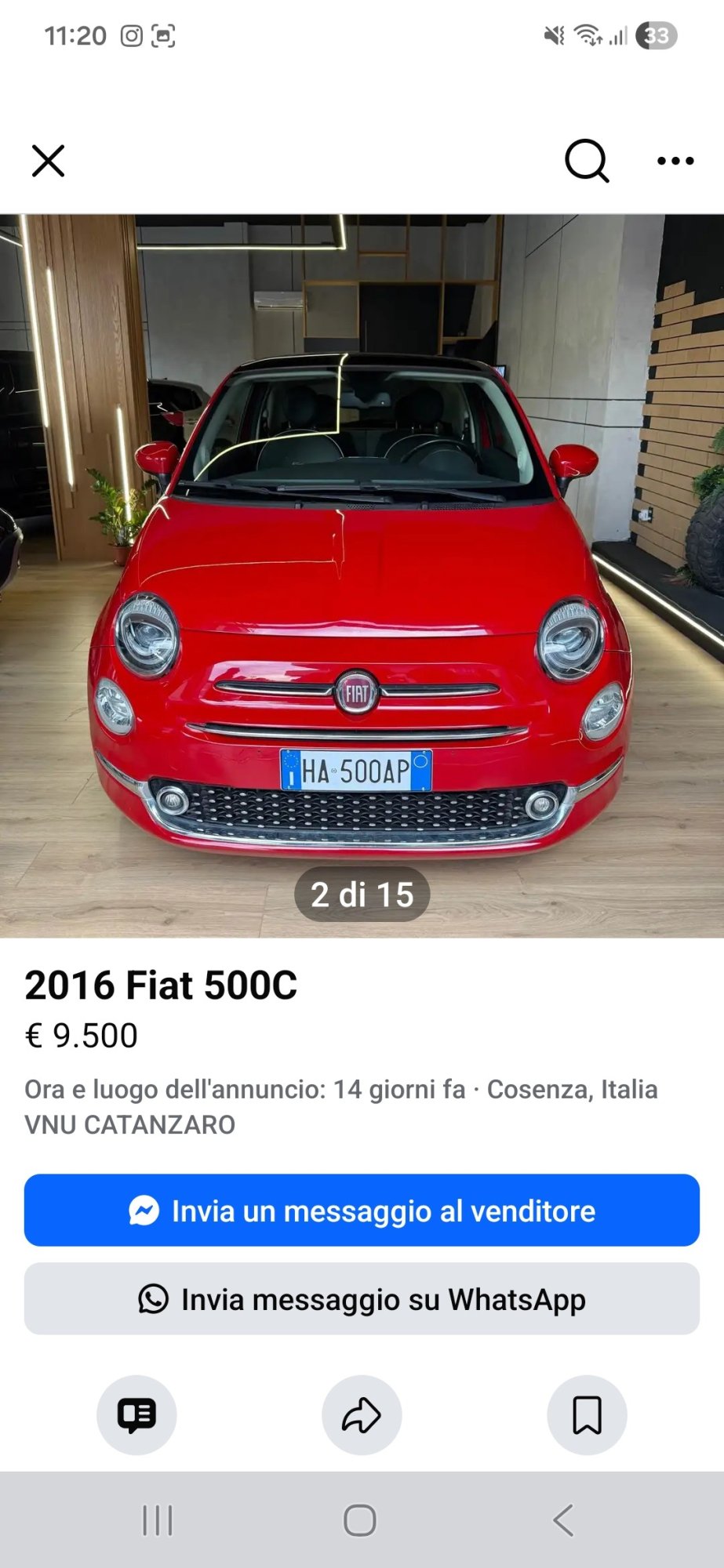 Numer rejestracyjny HA500AP posiada FIAT 500