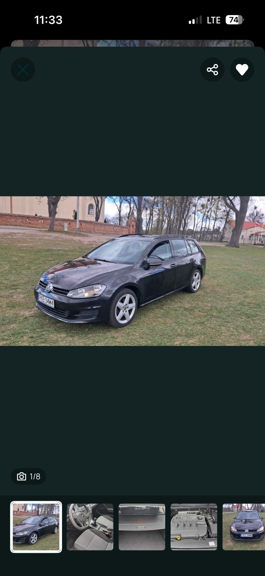 Numer rejestracyjny PKE 34W4 posiada VOLKSWAGEN Golf VII Variant 1.6 TDI MR`12 E6 Highline BMT DSG - PKE34W4