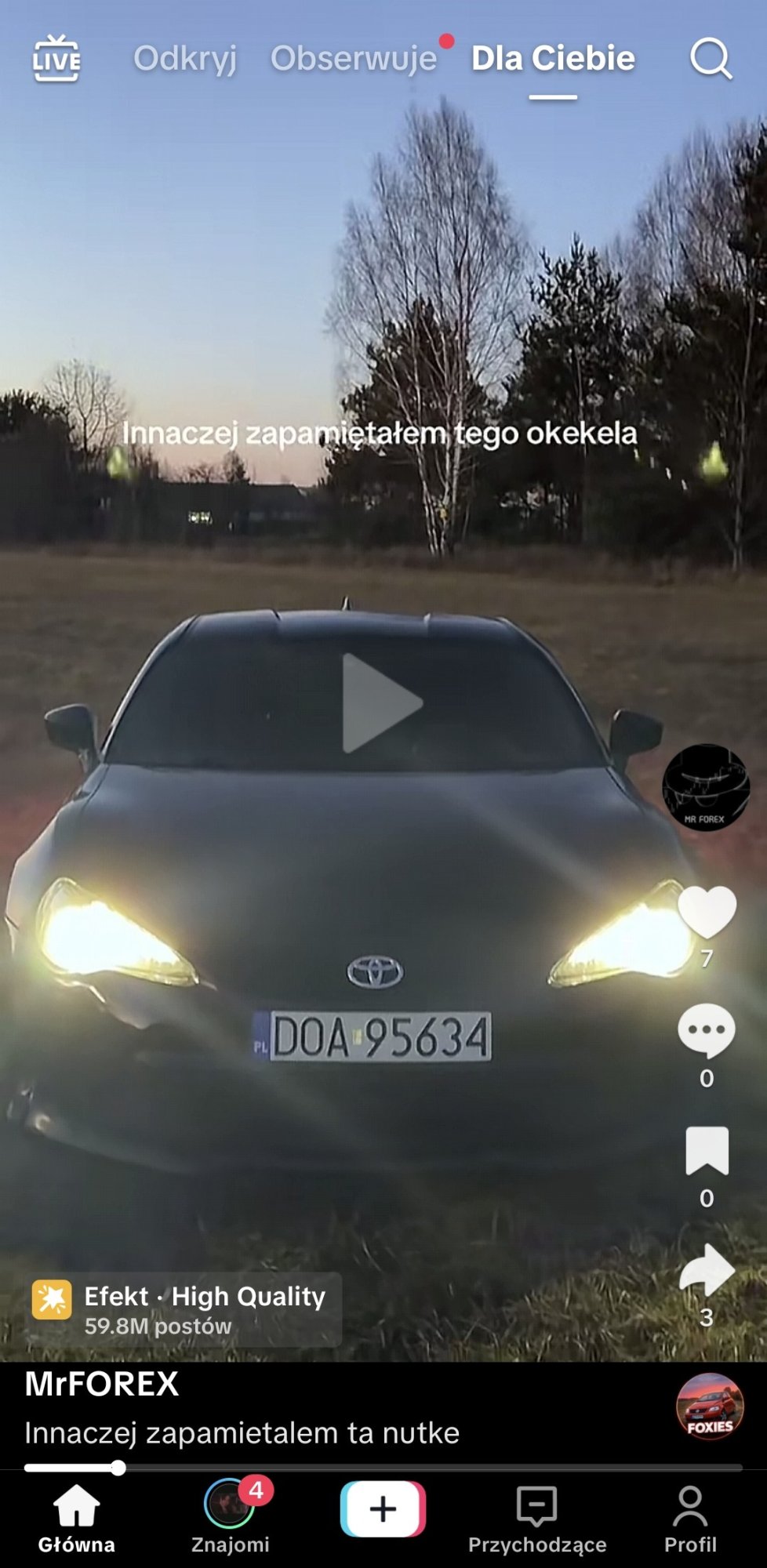 Numer rejestracyjny DOA 95634 posiada TOYOTA GT 86 2.0 MR`15 E6 Premium Aut. - DOA95634