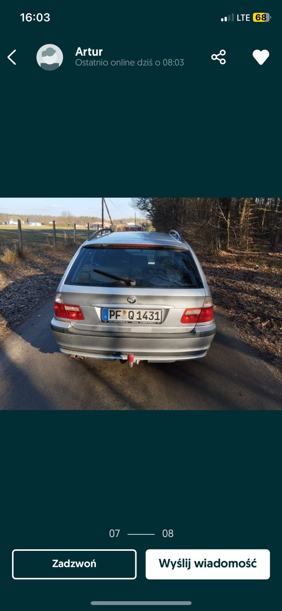 Numer rejestracyjny PFQ1431 posiada  