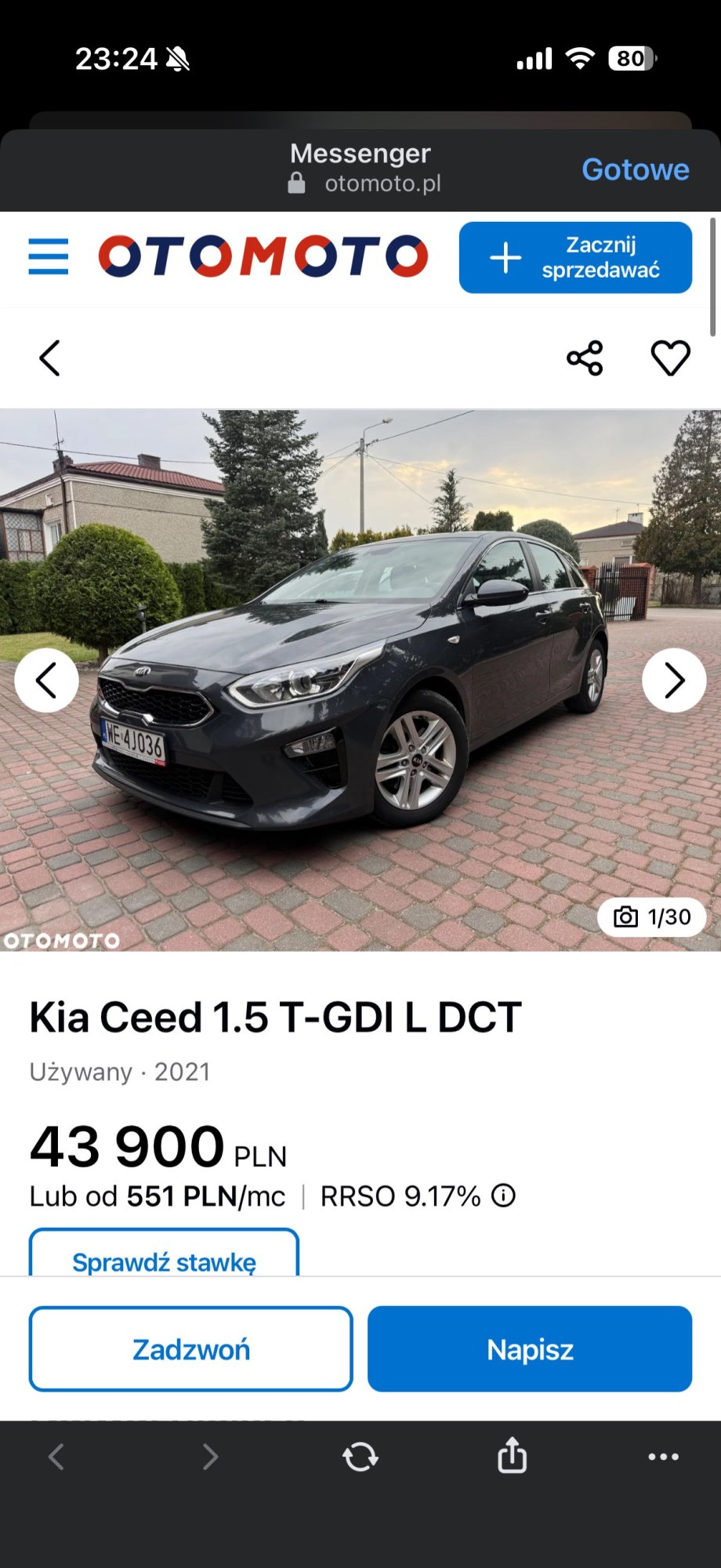 Numer rejestracyjny WE 4J036 posiada KIA Ceed 1.5 MR`18 E6 S - WE4J036