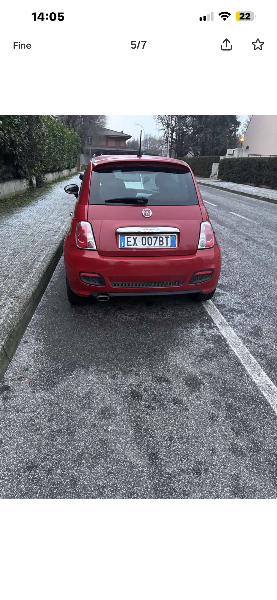 Numer rejestracyjny EX007BT posiada FIAT 500 Numer rejestracyjny EX007BT posiada FIAT 500